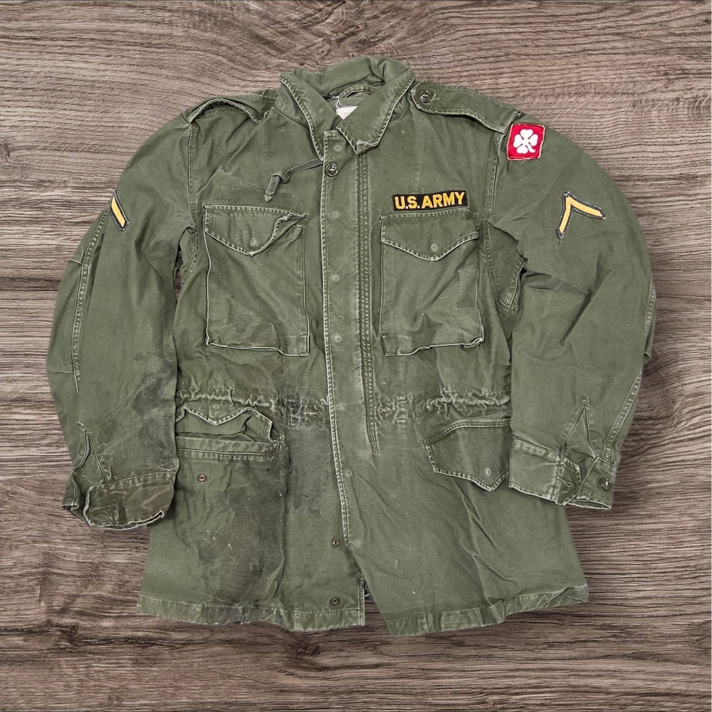 Vintage US Army M-1951 Field Jacket Olive Drab Green M51 Military Coat Small